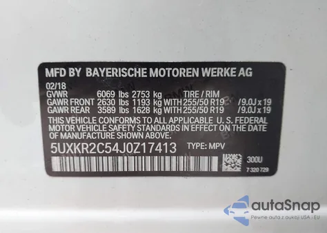 2018 BMW X5 Sdrive35I from USA, damaged, VIN 5UXKR2C54J0Z17413